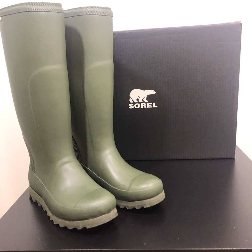 NWB BRAND NEW SOREL Green Tall Rain Boots